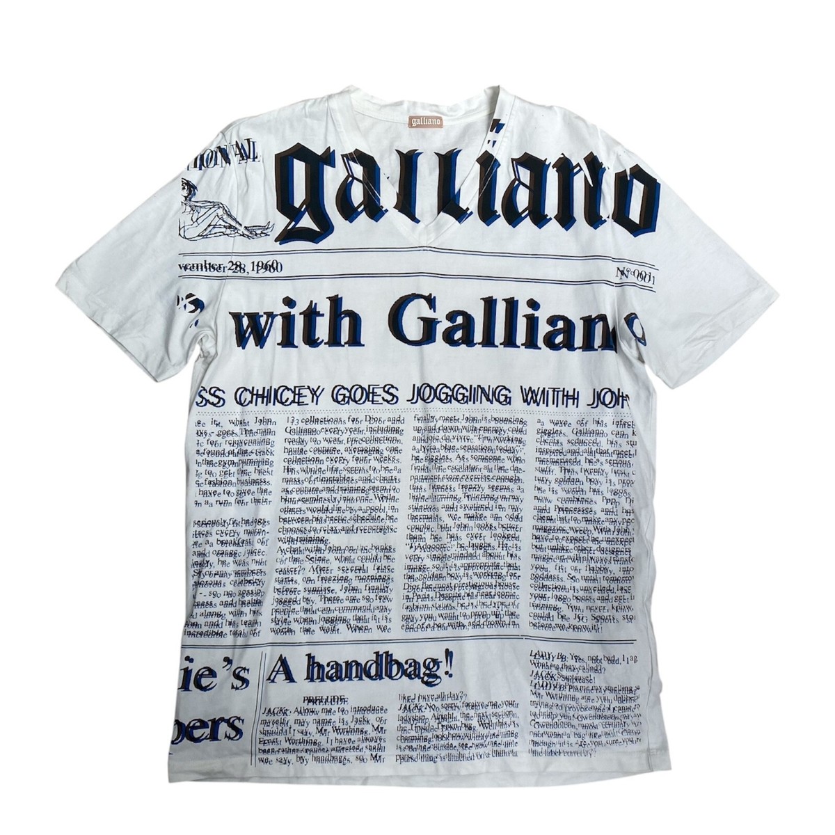 Vintage JOHN GALLIANO Newspaper T Shirt XXL Unisex Gazette Print