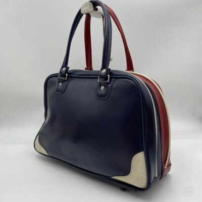 Puma Boston Bag Bicolor Leather Red & Blue H9.8x15.3x6in Used