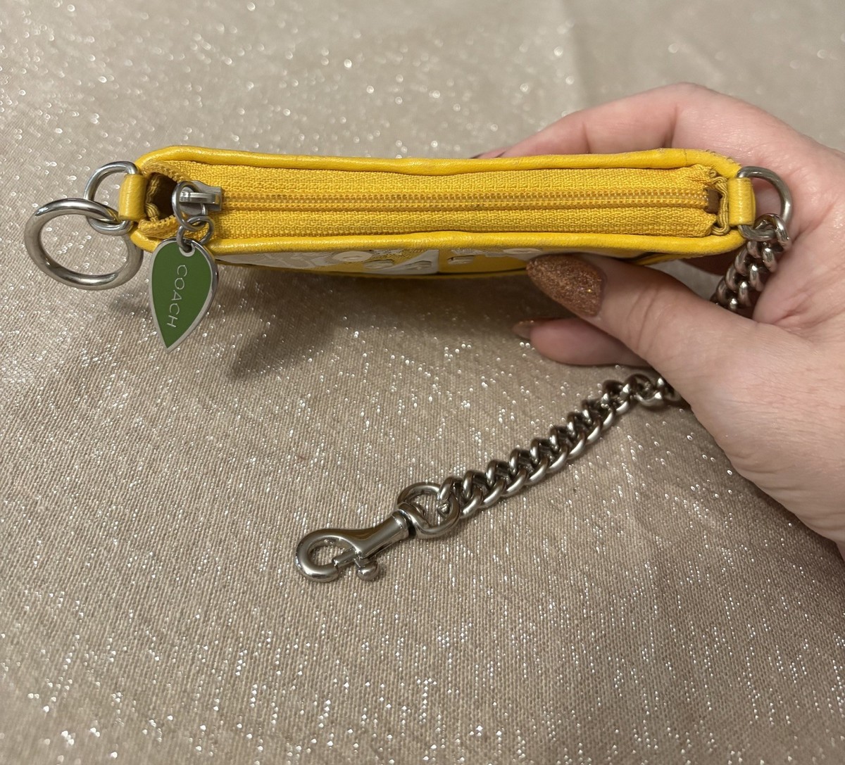 VINTAGE COACH Y2K LEMON SLICE FRUIT COIN PURSE KEYCHAIN KEY FOB w