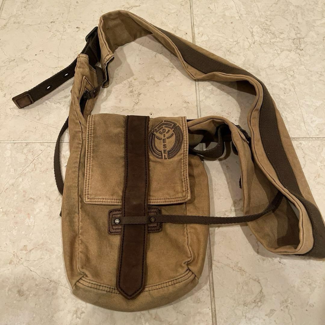 Y2K Diesel Archive Messenger Shoulder Bag Leather w⁄ Silver