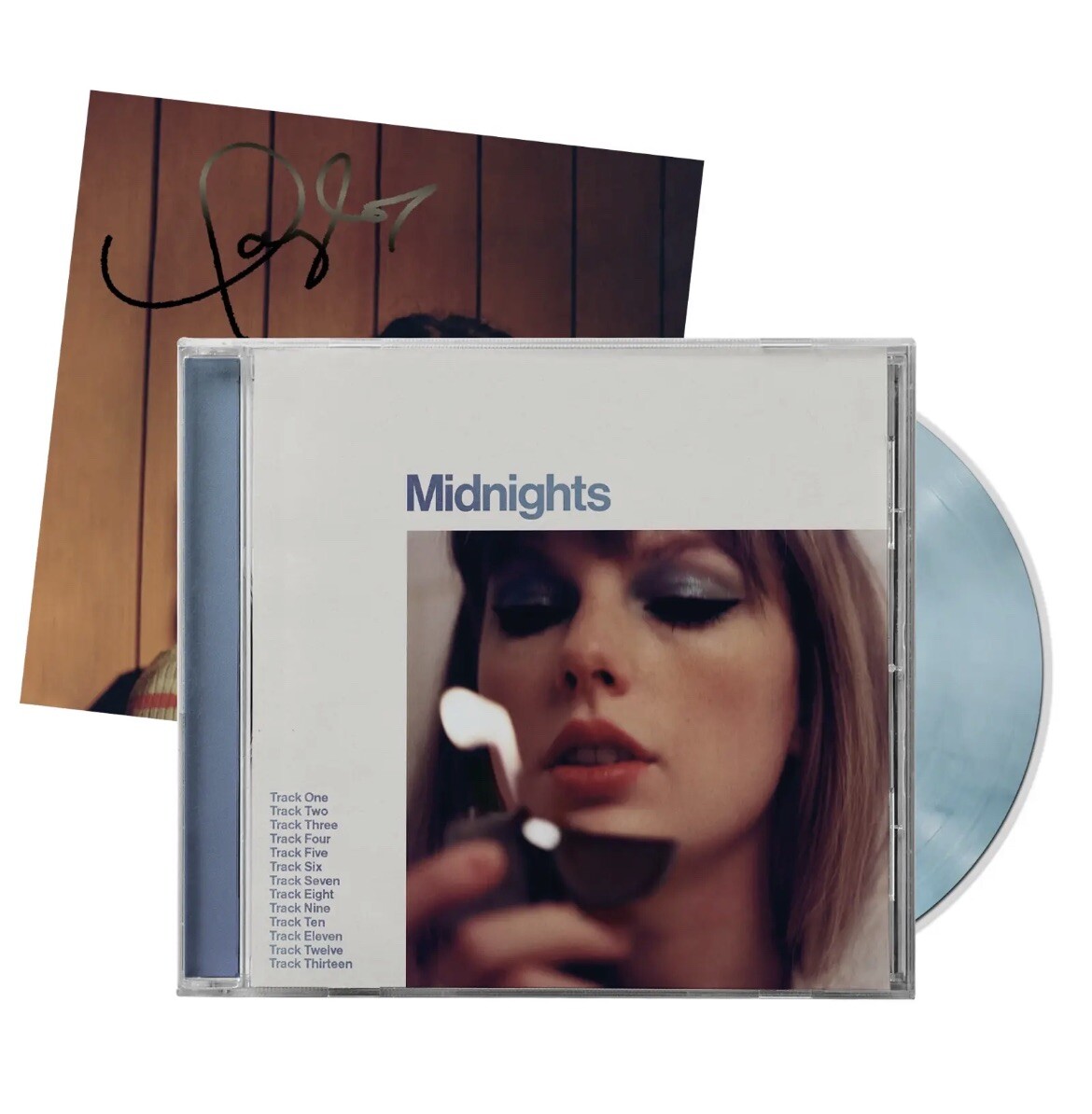 SIGNED Taylor Swift Midnights Moonstone Blue CD with Hand Signed