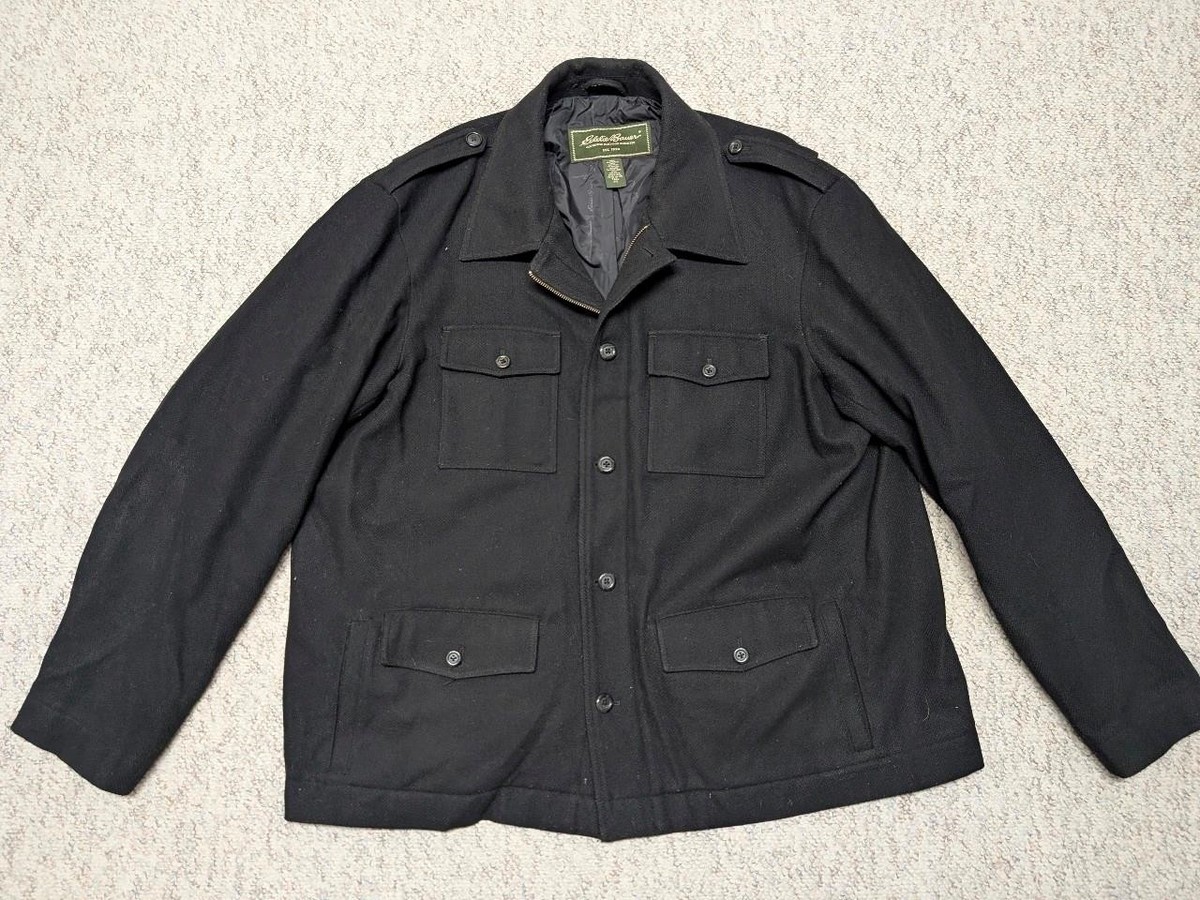EDDIE BAUER black wool 3XLT jacket M65 military army style FIELD