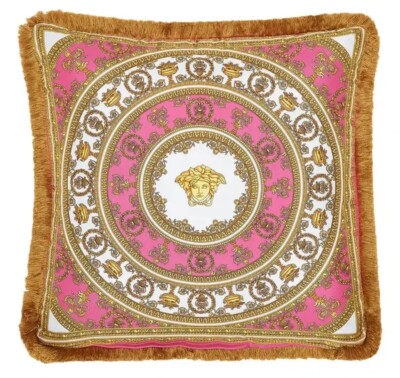 Versace I Heart Baroque Silk Accent Pillow / Cushion Fuchsia Pink