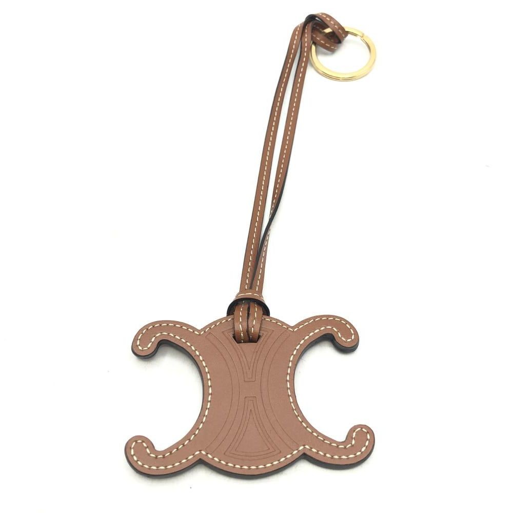 CELINE Triomphe Bag Charm Brown Key Holder Women | eBay