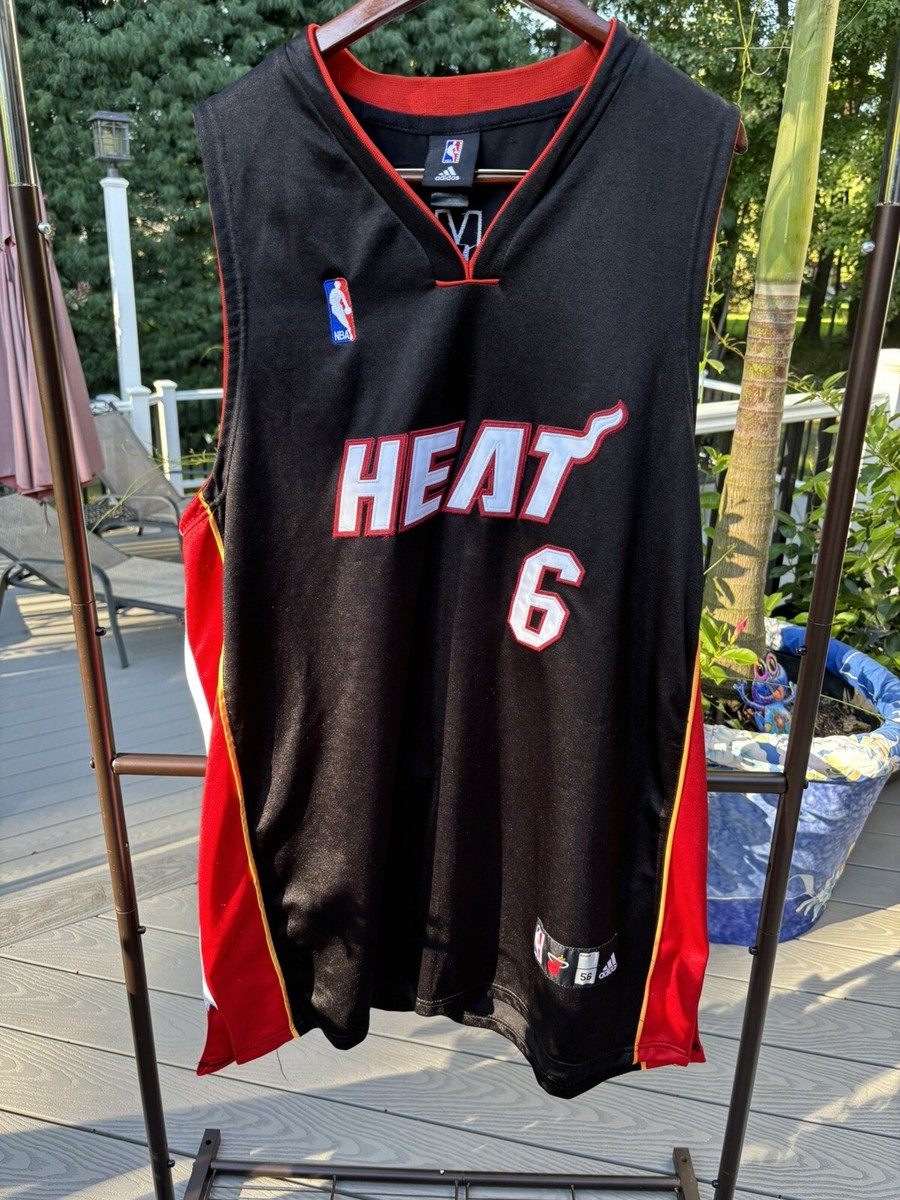 Vtg Adidas LeBron James Miami Heat Men's Sz 56 NBA Black Sewn