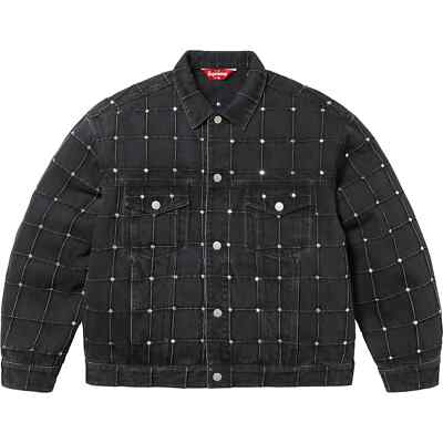 Supreme Studded Seam Denim Trucker Jacket Black | eBay