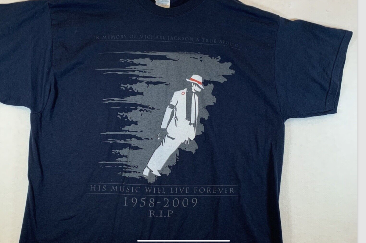 Michael Jackson RIP Tribute Rap Tee Style T-Shirt Men's XL NAVY