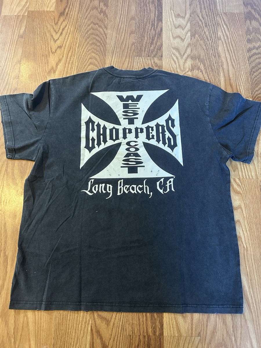 NEW Distressed West Coast Choppers Shirt Black Fade Mens XL | eBay