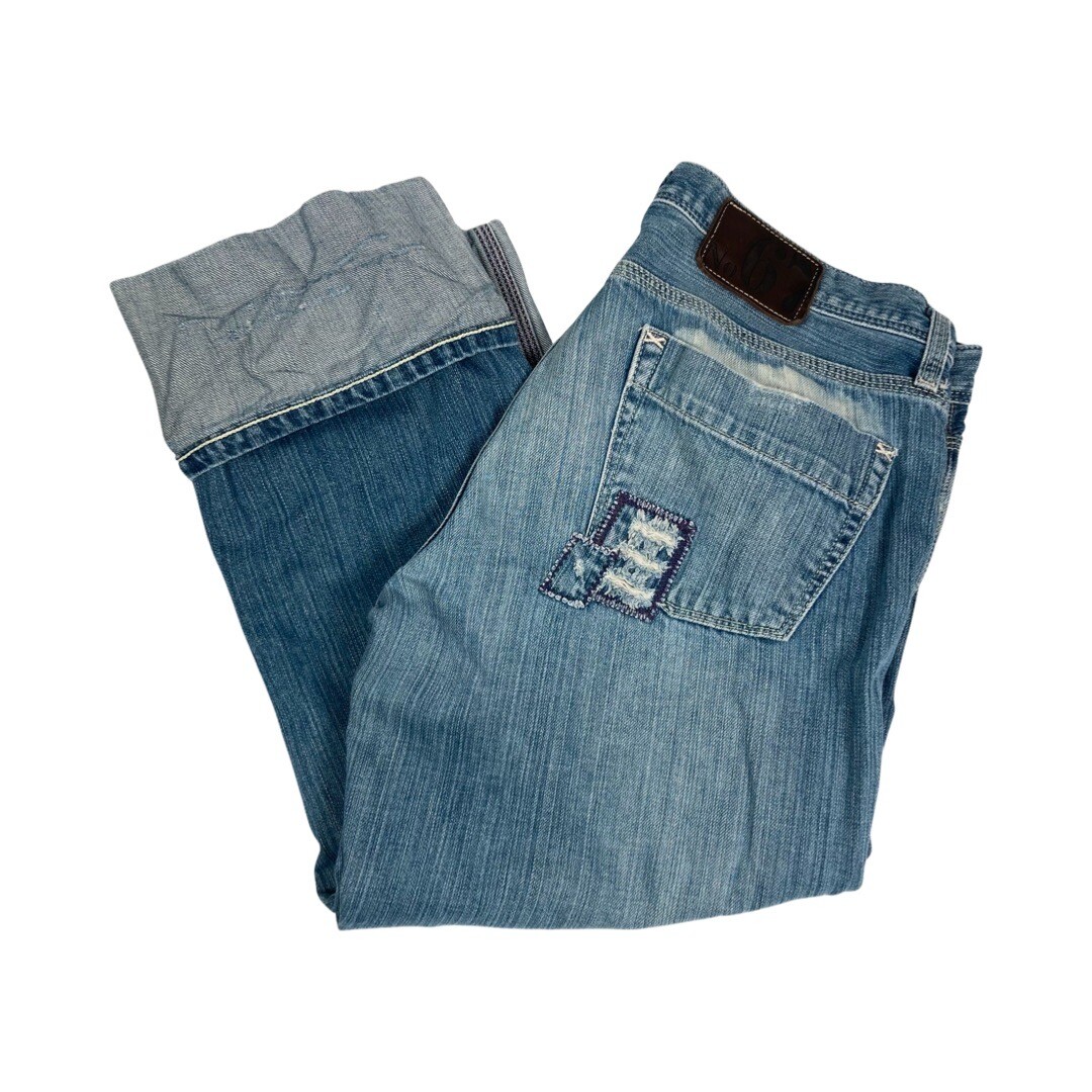 NO. 67 Womens Low Rise Button Fly Large Cuff Distressed Denim