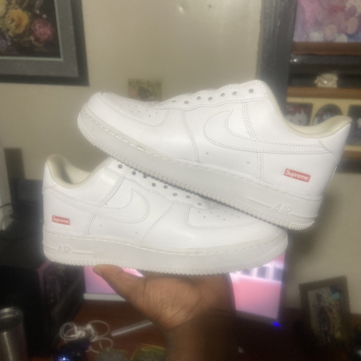 Size 8 - Nike Air Force 1 x Supreme Low Box Logo - White