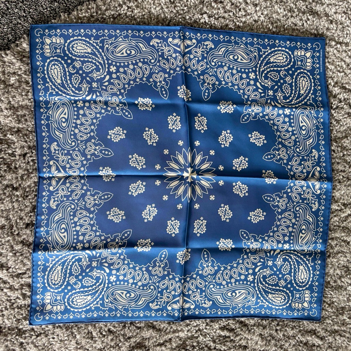 100% Authentic Chrome Hearts Navy Silk Bandana Brand New | eBay