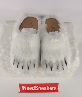 Bravest Studios White Bear Claw Mules | Mens Sz 12 | Silver Claws