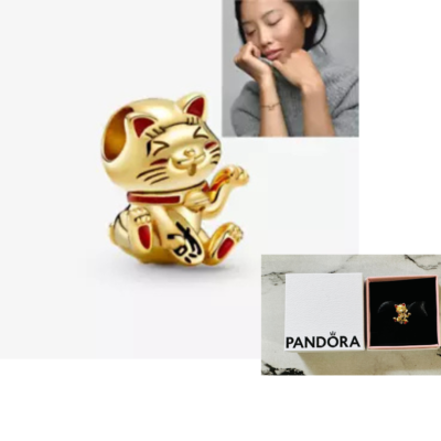 PANDORA Japan Cute Fortune Cat Charm 100% Authentic 14K Gold