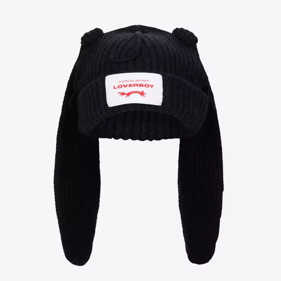 Charles Jeffrey Loverboy Chunky Rabbit Beanie Black+Ecru SET | eBay