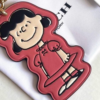 Coach x Peanuts 2025 Lucy Leather Bag Charm Keychain CBG58 Pink