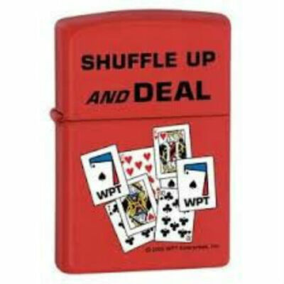 Retired Red WPT World Poker Tour Shuffle Up & Deal Zippo Lighter