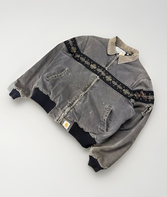 VTG 90s M Carhartt Black Aztec Southwest JQ0405 Jacket Coat