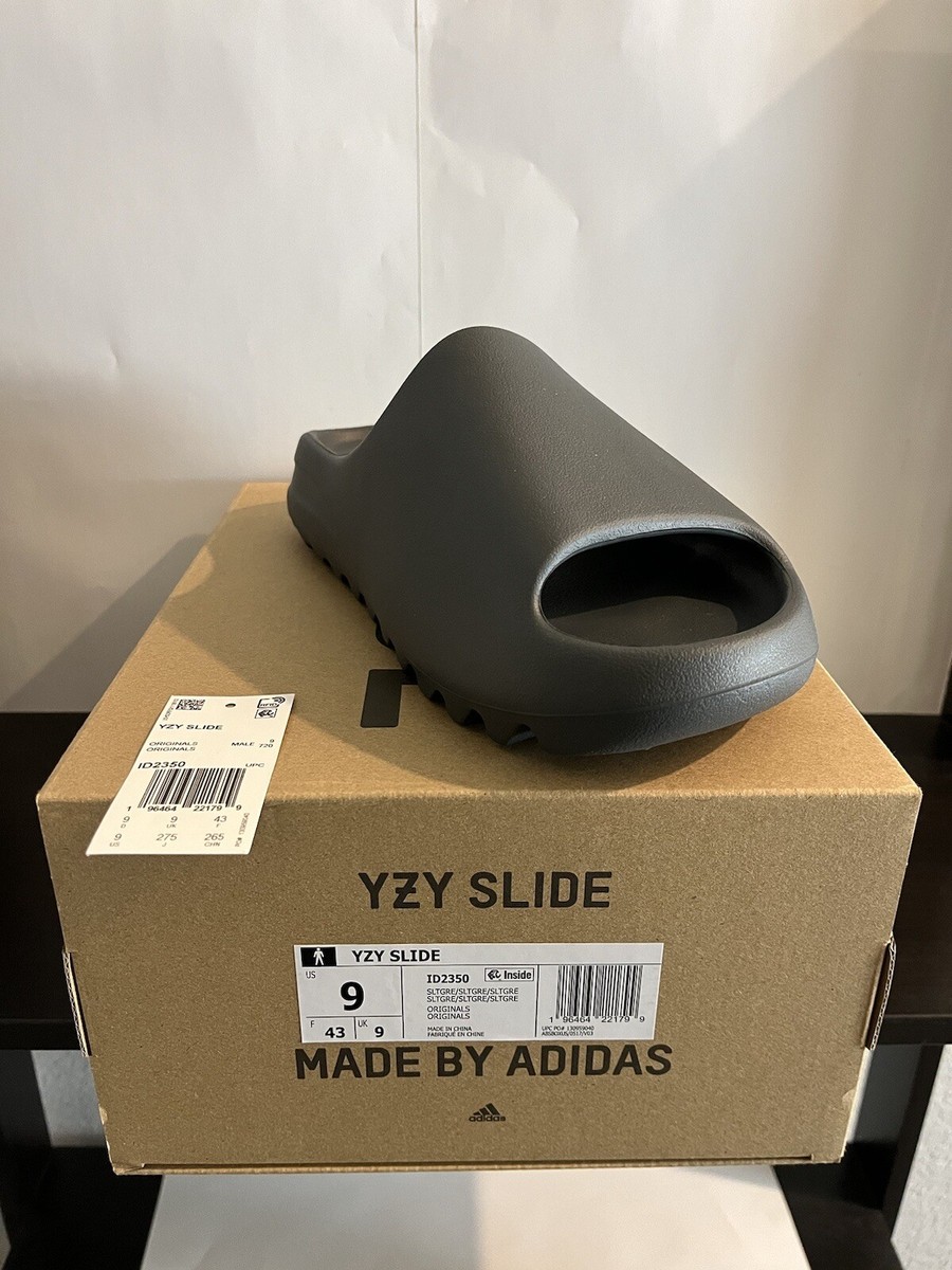 DS Men Sz9 - Adidas Yeezy Slide Slate Grey ID2350 (Fit in Half Sz