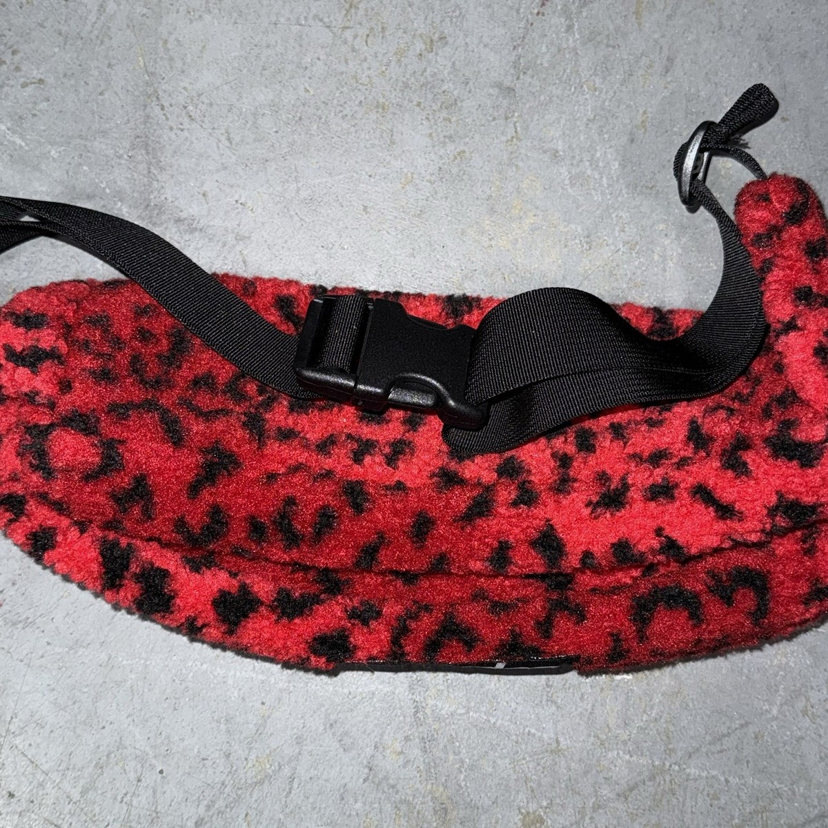 FW17 Supreme leopard fleece red waist bag Shoulder Bum Belt Rare