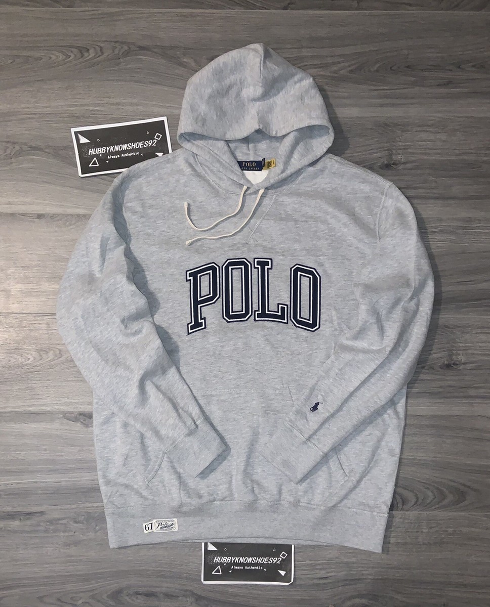 POLO RALPH LAUREN Big & Tall Grey Spell Out Logo Fleece Sweatshirt