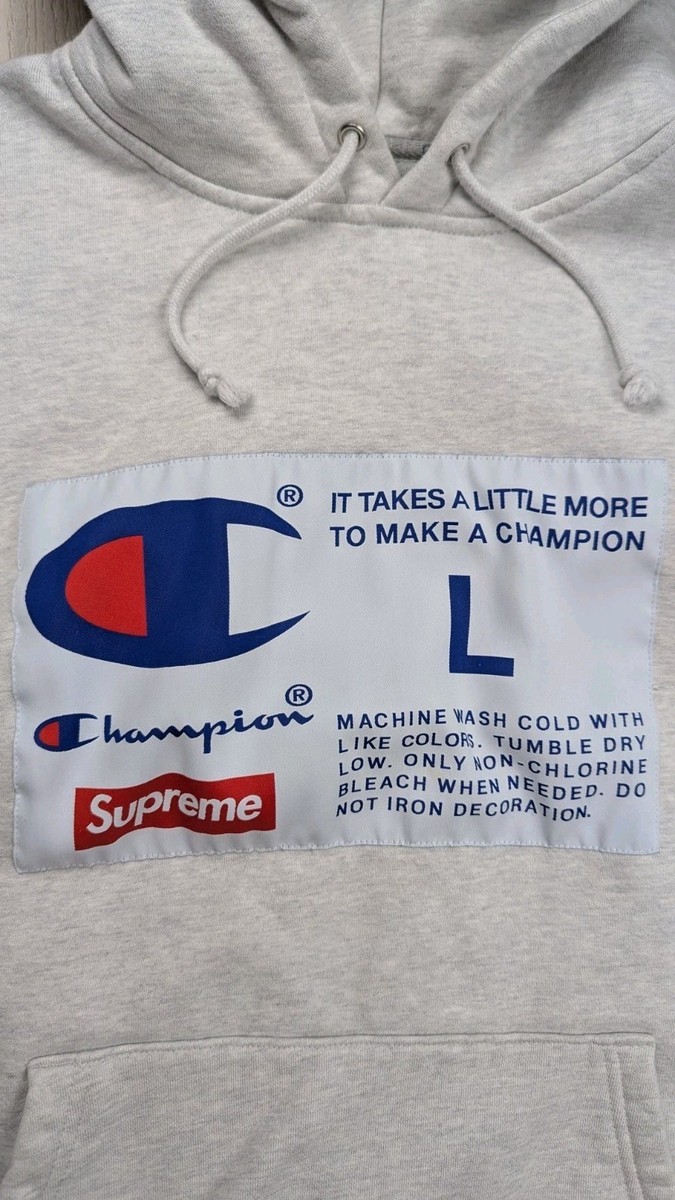 Supreme x Champion Label Hooded Hoodie Sweatshirt Mens L Light