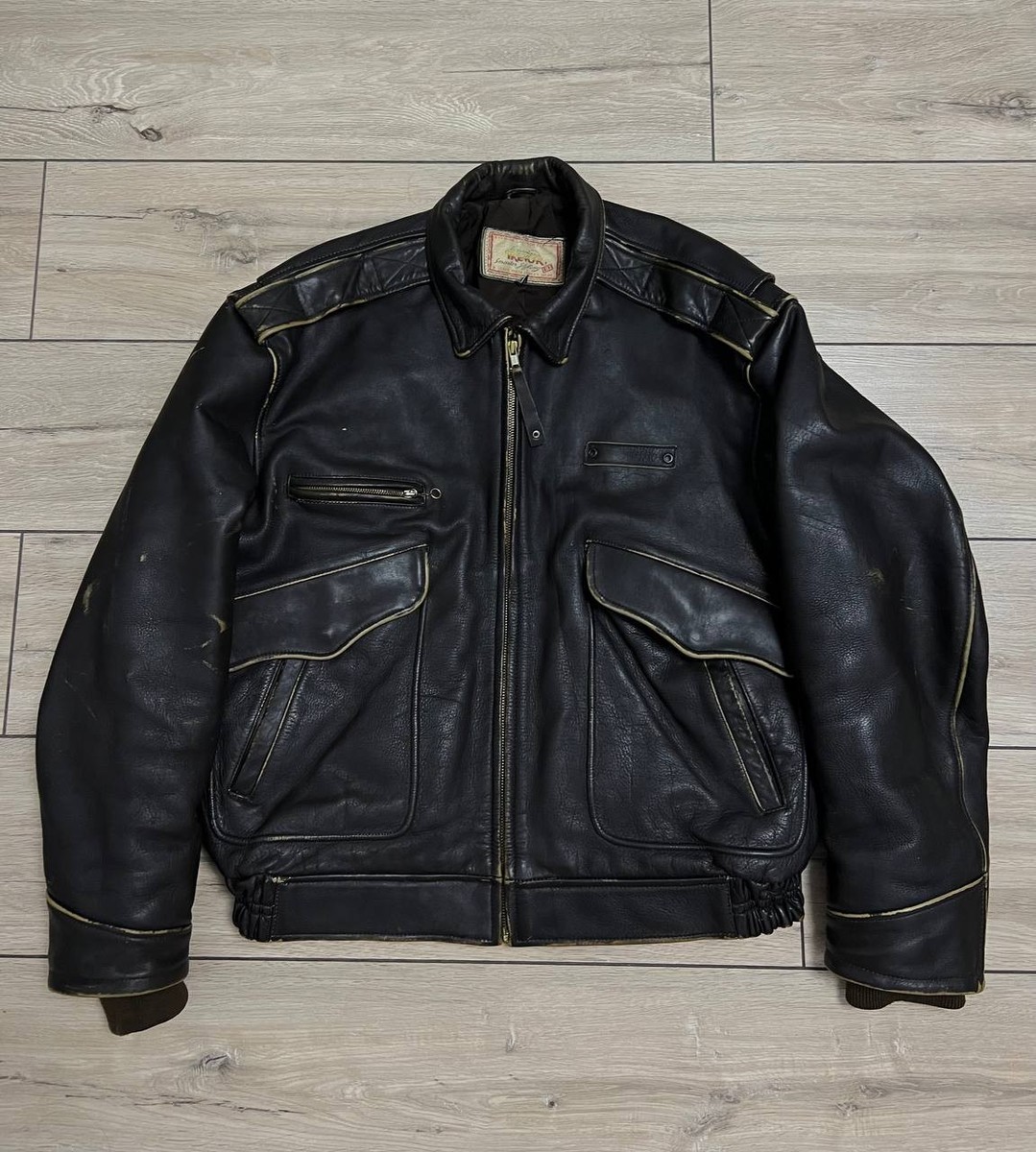 Vintage Rare Lee Trevor Men's Leather Jacket Motorcycle Insulated