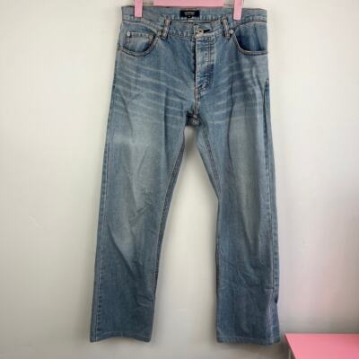 Burberry black label light wash straight leg button fly jeans size