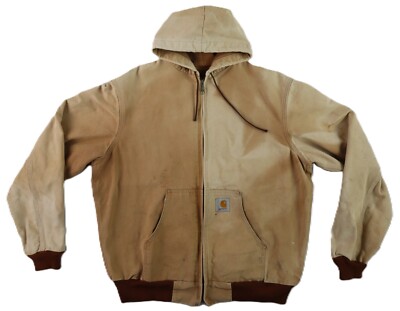 VTG 90's CARHARTT J03 USA Men's L Tall Brown Duck Thermal Lined