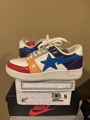 Bathing Ape Bape Sta Low Crazy White Size 8 ( Discoloration No