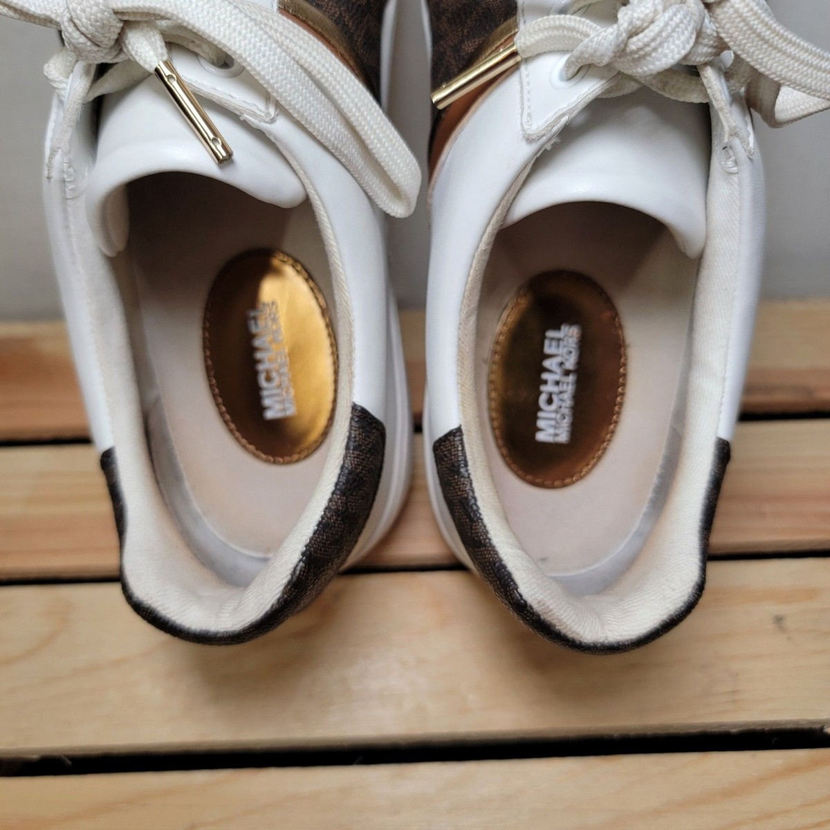 Michael Michael Kors Tennis Shoes White & Brown - Size 9M | eBay