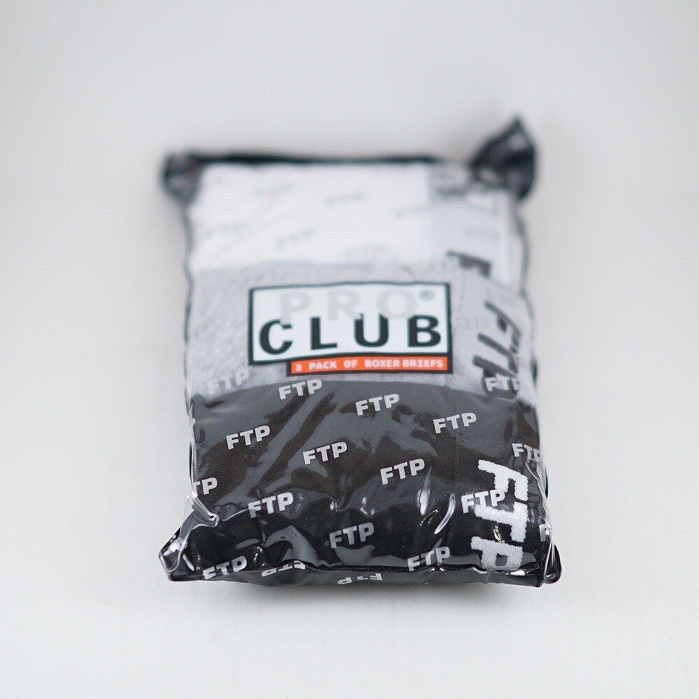 FTP Pro Club Boxer Briefs Size Large L Men's 3-Pack Black Grey