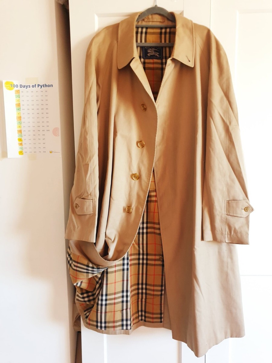 Burberry Unisex Vintage Beige Single Breasted Check Trench Coat UK