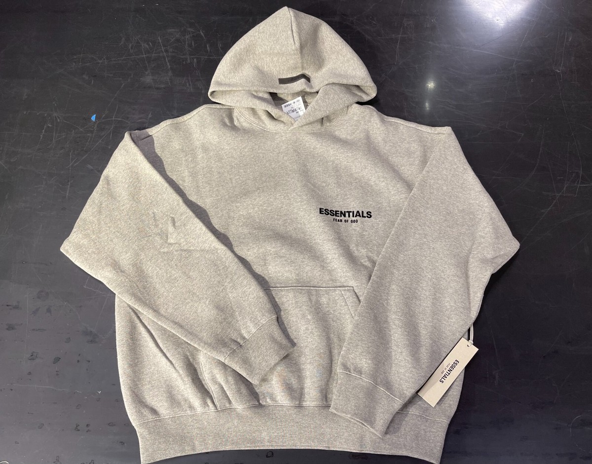 NEW Fear of God Essentials Dark Oatmeal Gray Pullover Hoodie