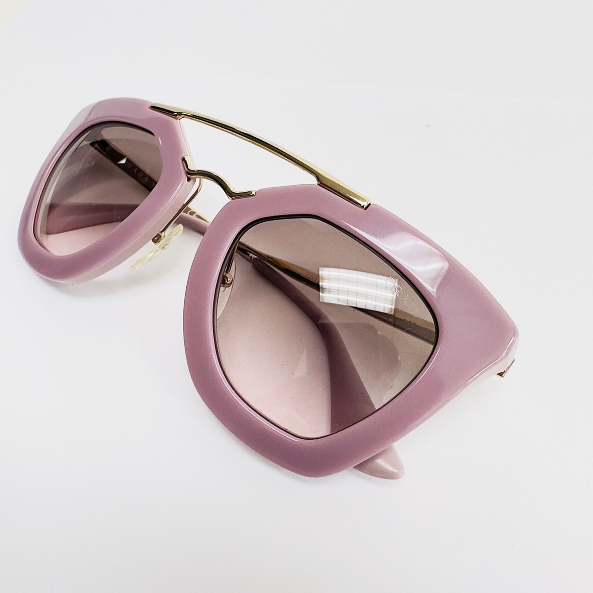PRADA CINEMA Iconic Sunglasses 09Q Opal Pink Gold Aviator Cat