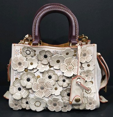 COACH 1941 Rogue 25 Wild Tea Rose Pebble Leather Chalk Satchel Bag