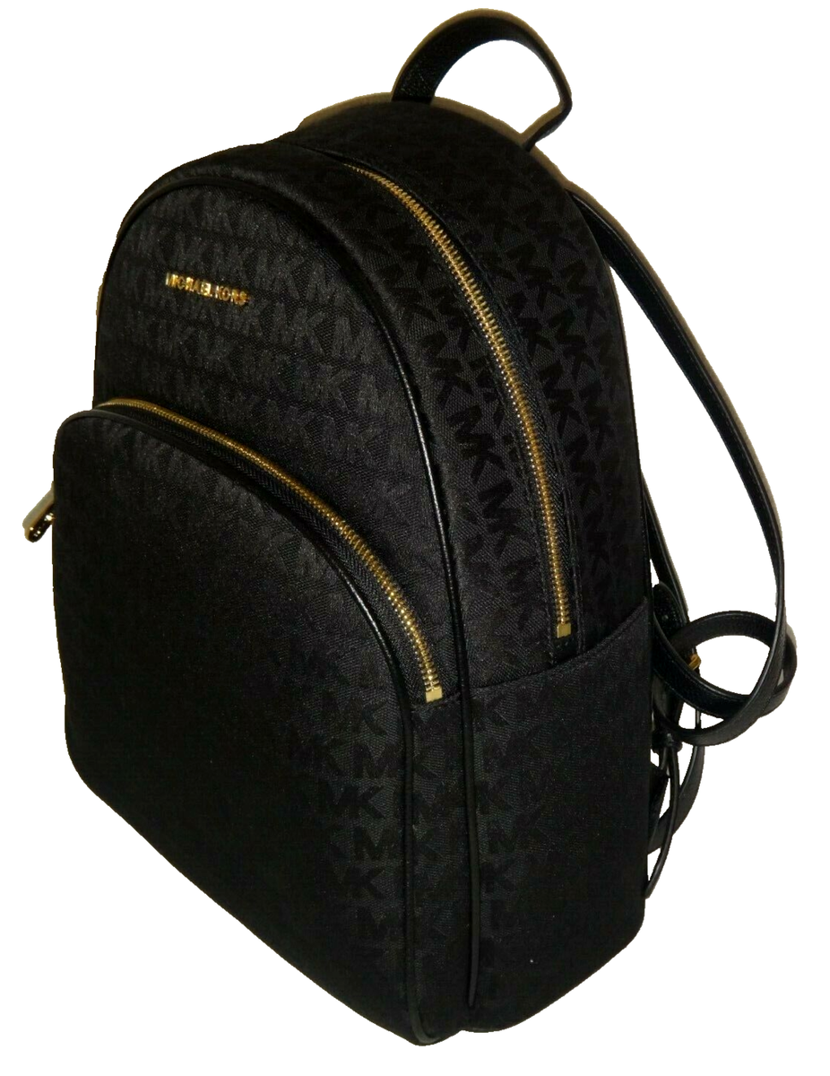 MICHAEL KORS Women's Abbey MK Signature LARGE Backpack Black