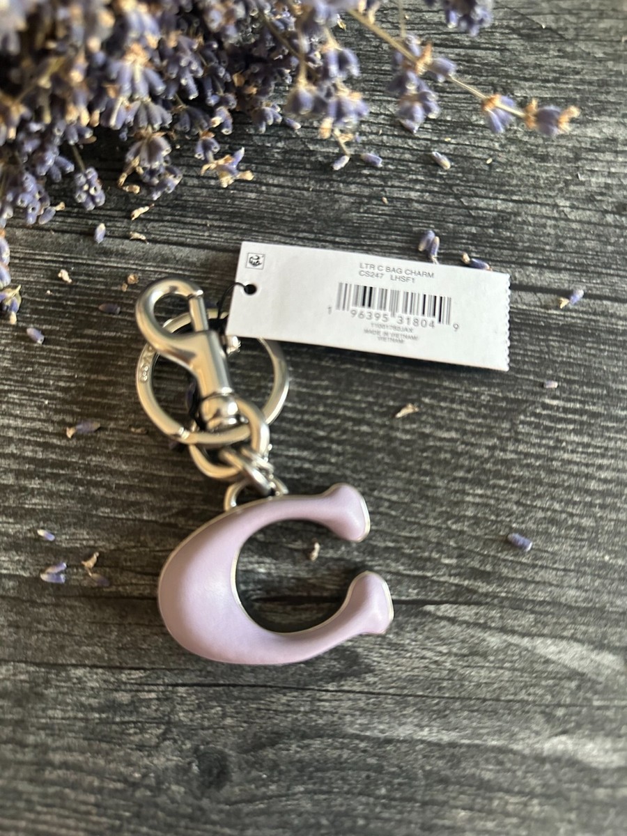 Coach Signature Bag/Key Charm key with pouch Silver/Soft Purple