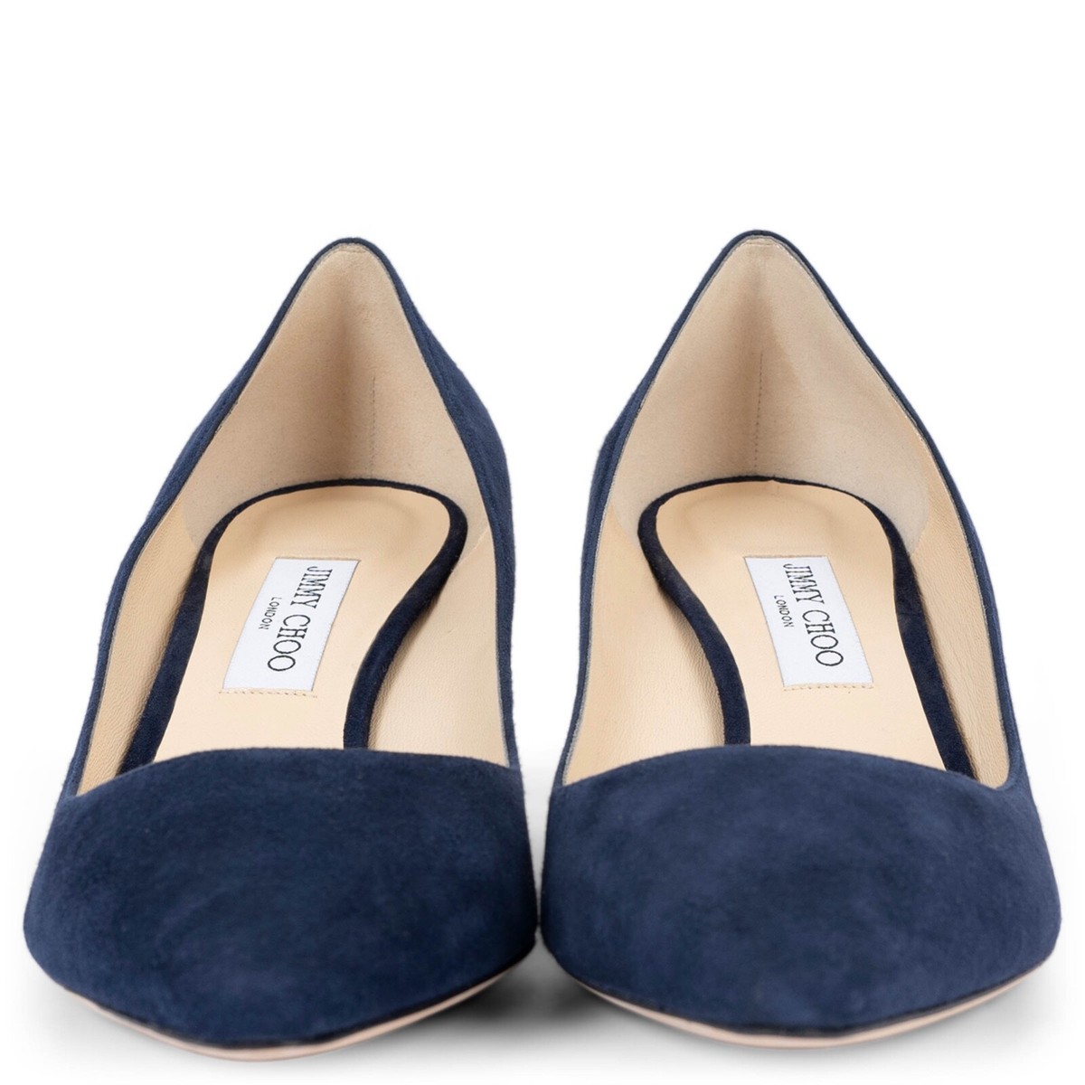 70036 auth JIMMY CHOO navy blue suede ROMY 60 Pumps Shoes 43 fit