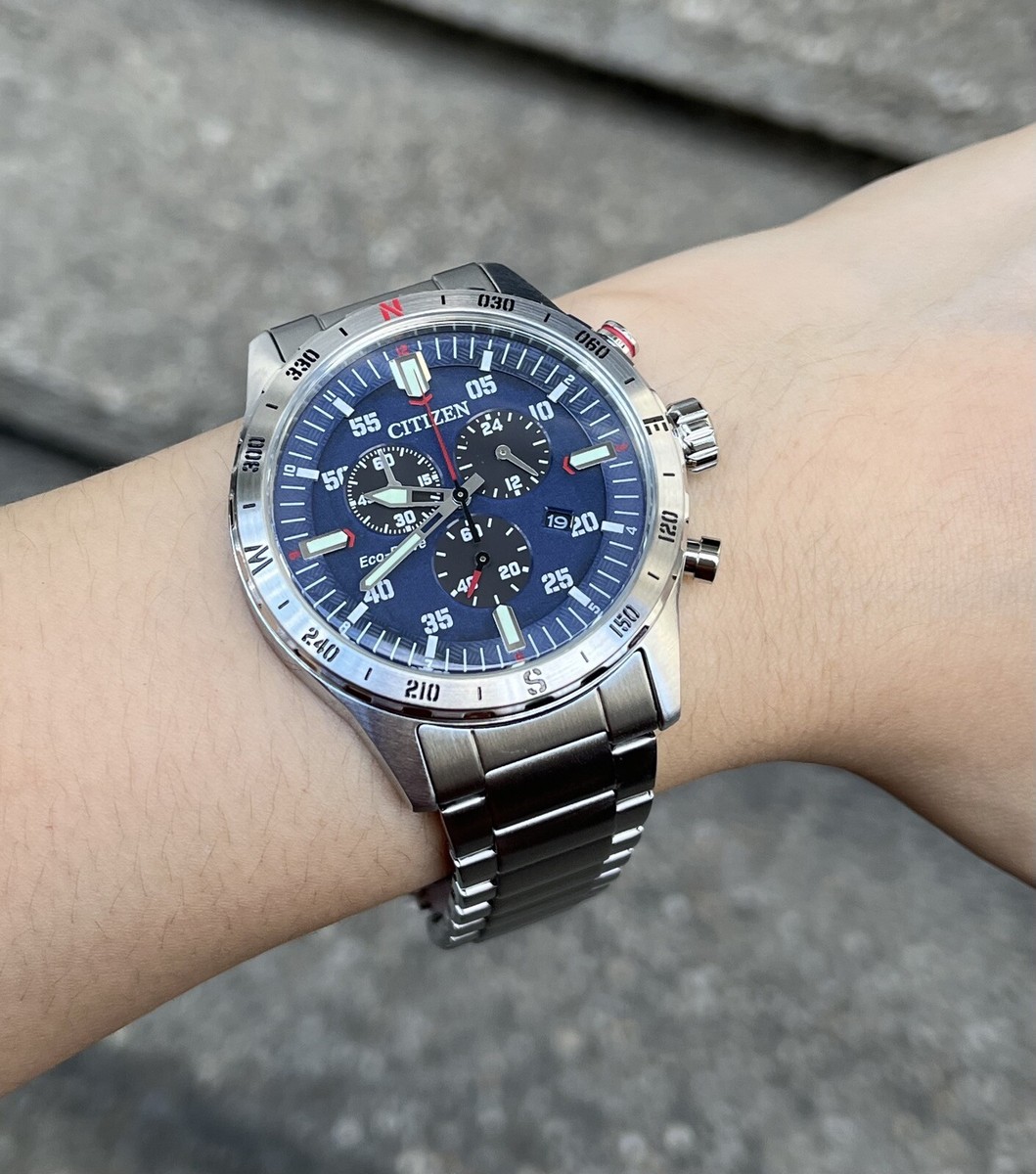 New! Citizen Watch Sports Eco-Drive AT2520-89L Chrono Blue Dial