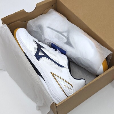 Mizuno WAVE DRIVE 9 Table Tennis Shoes 81GA2205 14 White/Navy/Gold