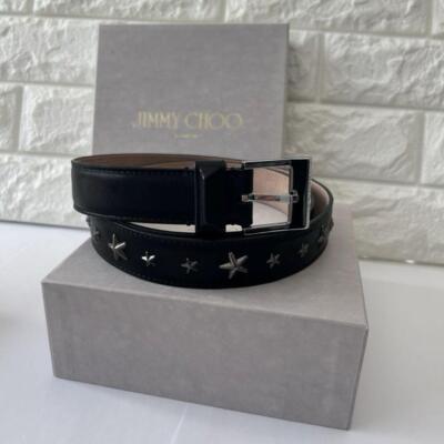 JIMMY CHOO Black Leather Belt with Star Studs Jimmy Choo Star | eBay