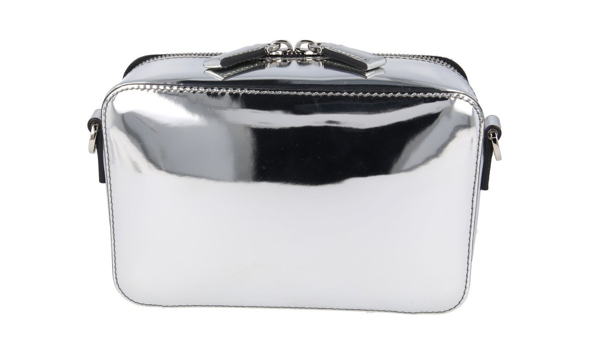 PRADA BRIQUE CHROME SHOULDER BAG HANDBAG 2VH070 SILVER LEATHER | eBay