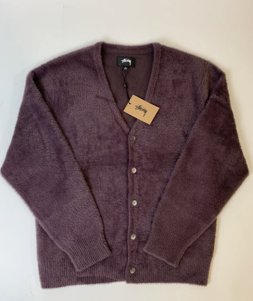 Stussy shaggy cardigan Maroon | eBay