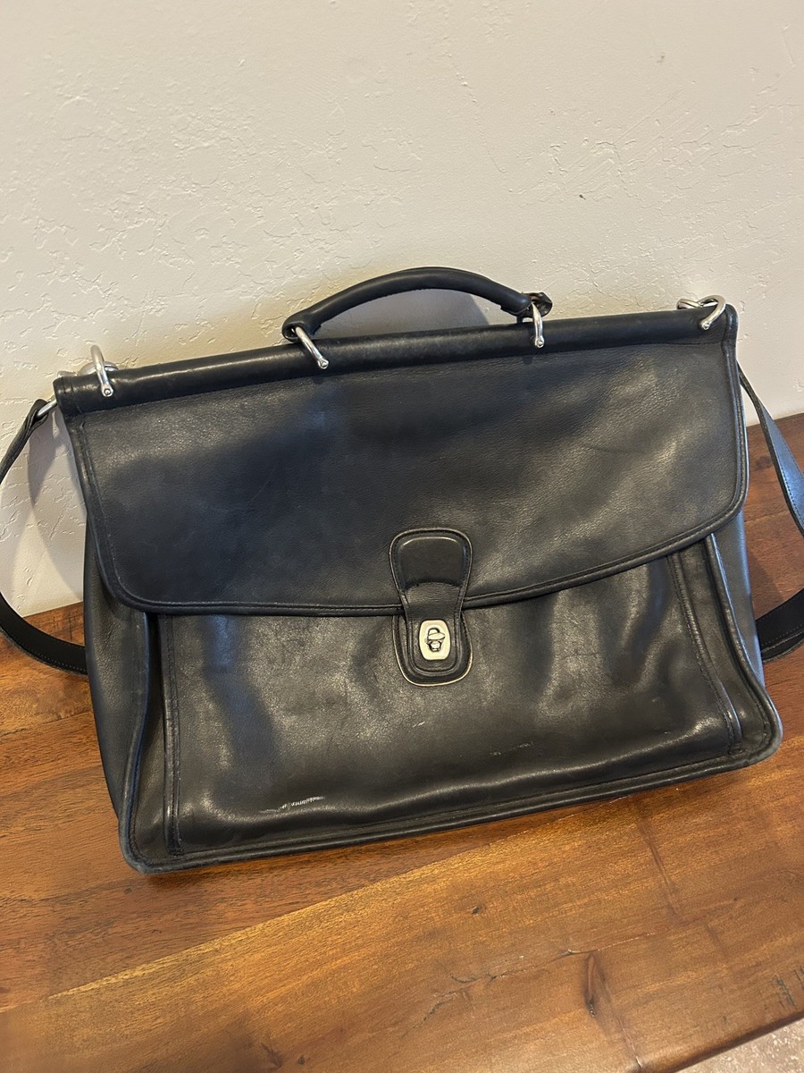 Vintage Coach Black Leather Beekman Briefcase Messenger Bag | eBay