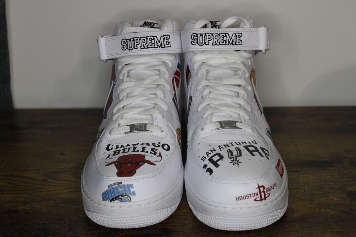 Size 13 - Nike Supreme x NBA x Air Force 1 07 Mid White | eBay