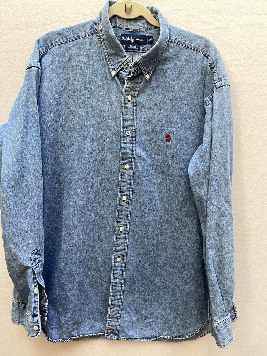 RALPH LAUREN Blake Denim Shirt Men's Light Blue Long Sleeve