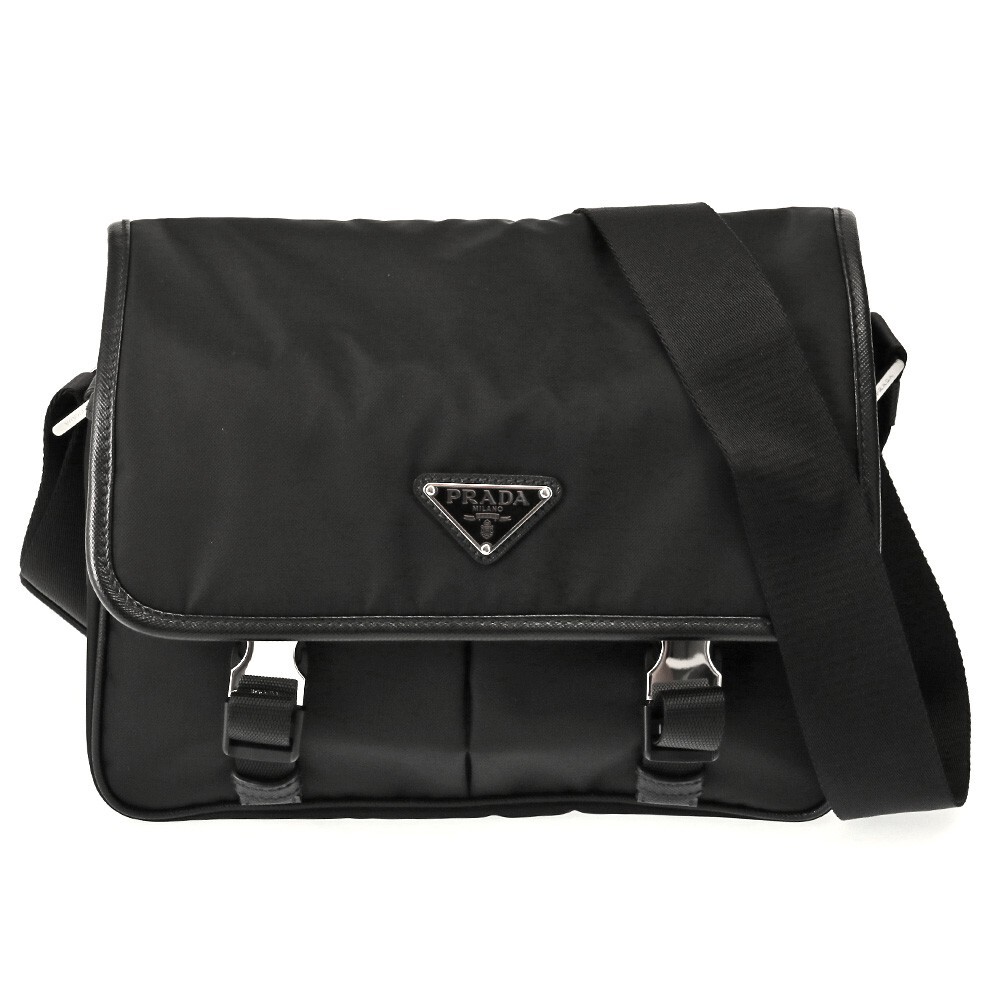 PRADA Shoulder Bag Nylon Black New Free Shipping Import Tax