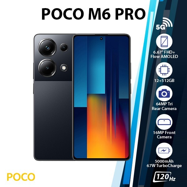 Xiaomi POCO M6 Pro Android Cell Phone (Black, 12GB+512GB, Dual SIM