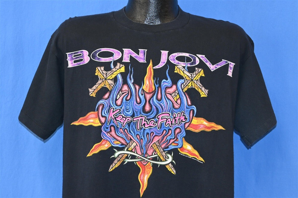 vintage 90s BON JOVI KEEP THE FAITH WORLD TOUR 1993 2 SIDED t
