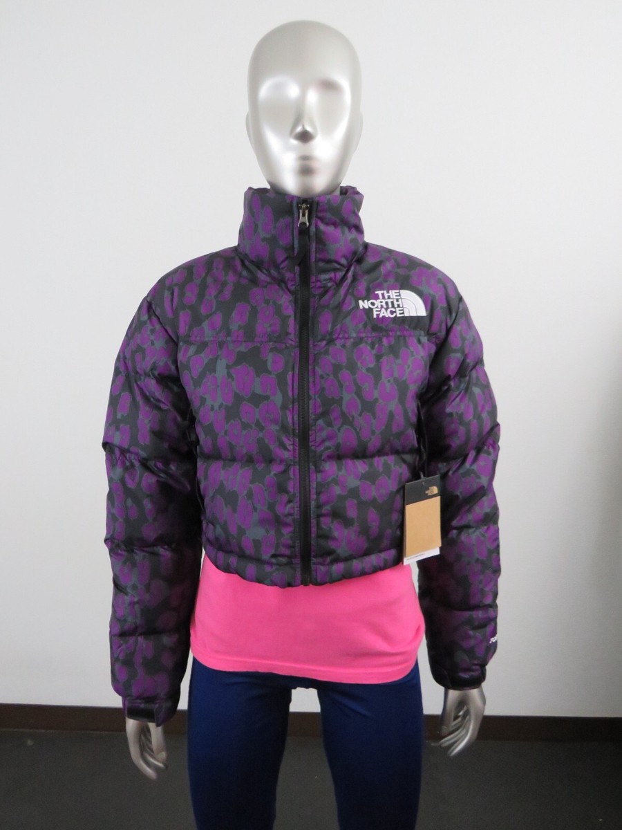 Womens The North Face Printed Nuptse Short Crop 700-Down Jacket